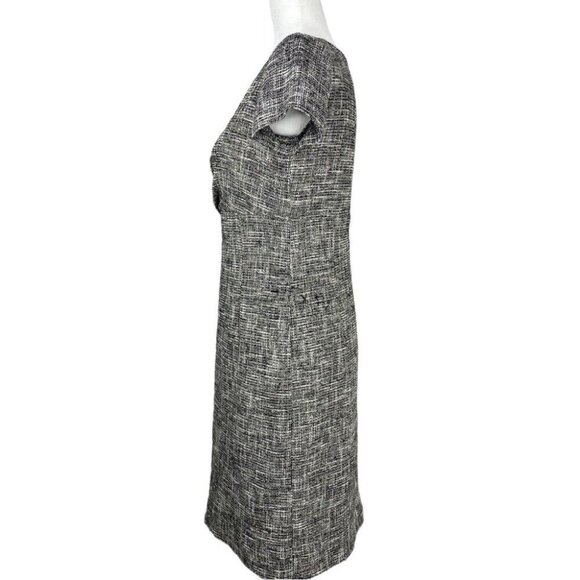 Valentino Red‎ Women's Black White V-Neck Luxury Tweed Designer Dress IT 44/C36 - Picture 5 of 15